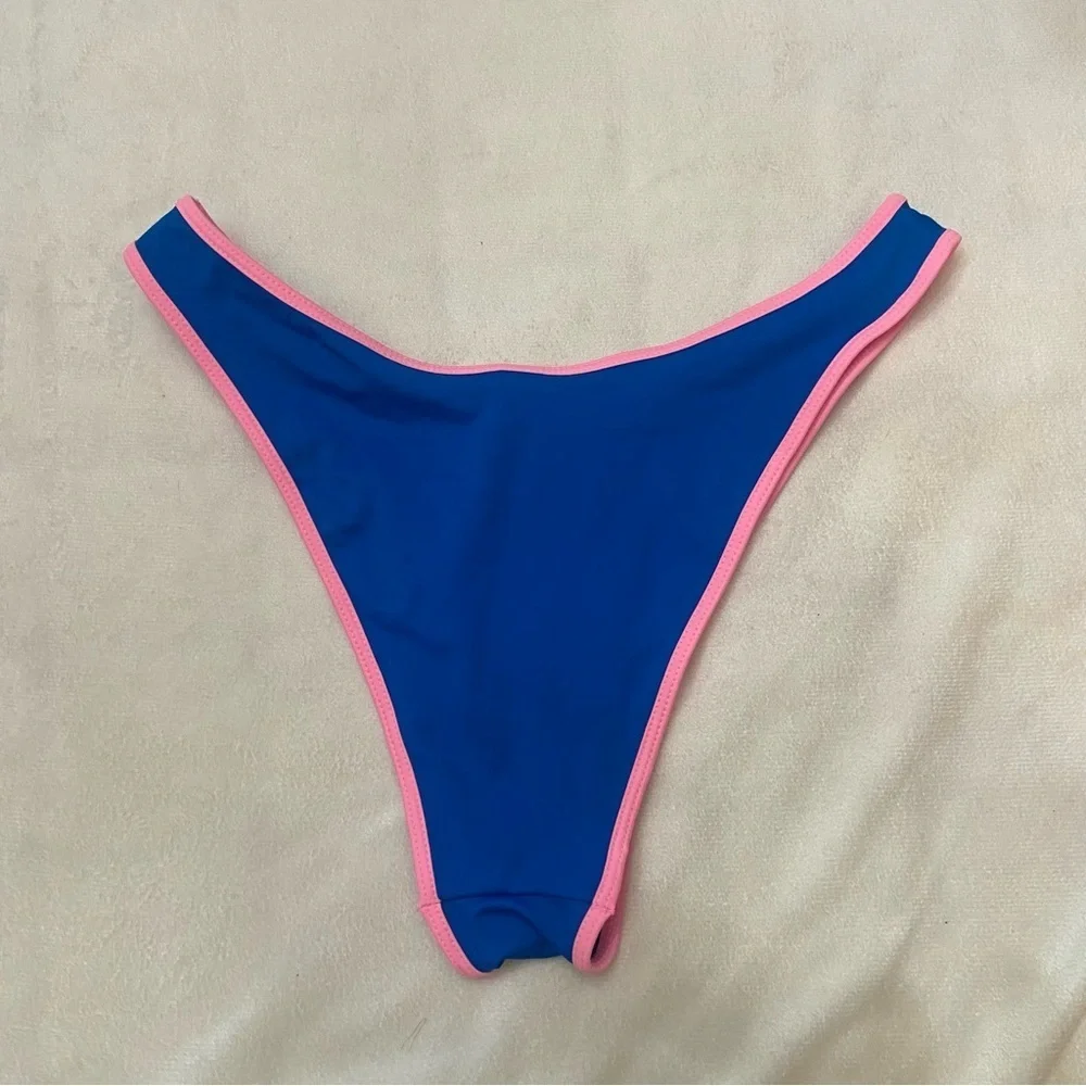 New! Frankie's Bikinis Dove Blue and Pink bikini Bottom 1085